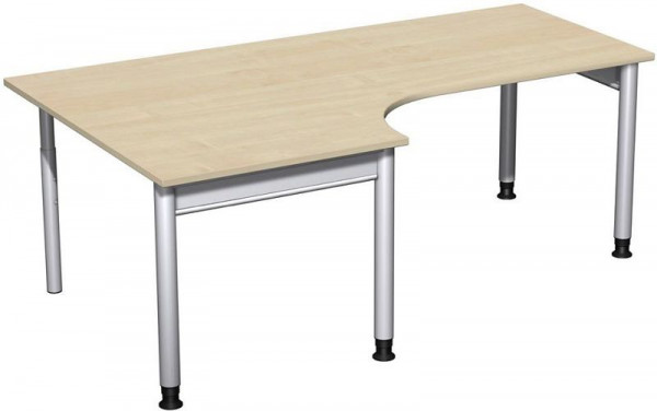 Bureau PC geramöbel gauche, réglable en hauteur, 2000x1200x680-820, érable/argent, N-657322-AS