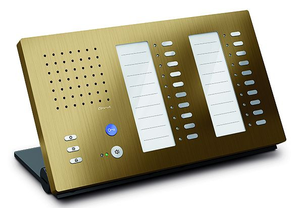 Poste intérieur audio TCS pour série mains libres Carus ADAPTO +20 boutons, appareil de table bronze, CAI1210-0151