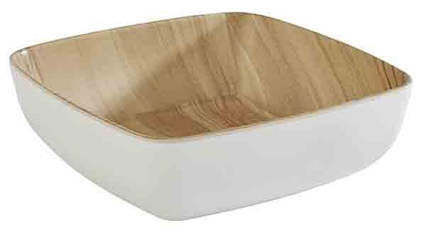Bol APS -FRIDA-, 16,5 x 16,5 cm, 5,5 cm, mélamine, intérieur : aspect bois, extérieur : blanc, 84558