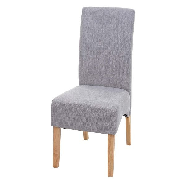 Chaise de salle à manger Mendler Latina, chaise de cuisine, tissu/textile, gris clair, pieds clairs, 74642