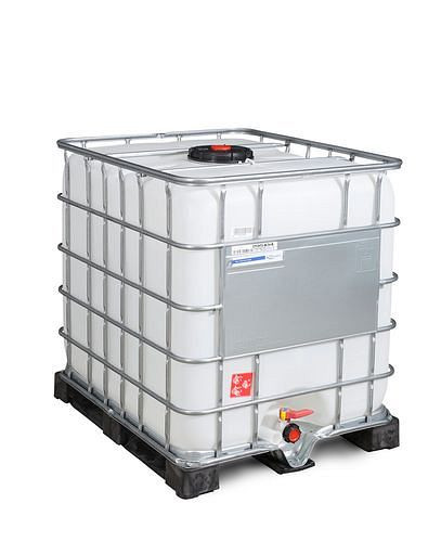 Conteneur DENIOS Recobulk IBC, palette PE, 1000 l, ouverture NW225, sortie NW50, 266-180