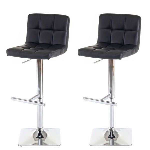 Mendler ensemble de 2 tabourets de bar Kavala, tabouret de bar, avec dossier pivotant, cuir synthétique noir, base chromée, 63924