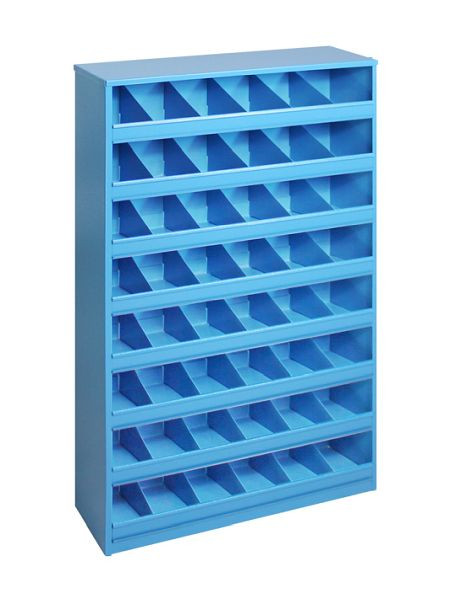 Étagère à goulottes ADB / étagère à compartiments, 48 compartiments, bleu clair, 53619