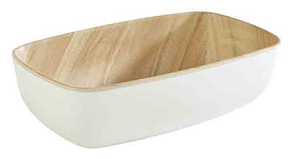 Bol APS GN 1/9 -FRIDA-, 17,6 x 10,8 cm, hauteur : 5,5 cm, mélamine, intérieur : aspect bois, extérieur : blanc, 84555
