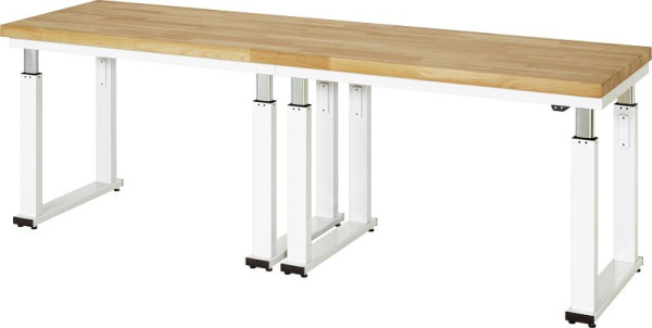 Etabli RAU série adlatus 600, L2500 x P700 x H740-1140 mm, plan de travail en hêtre massif, épaisseur 40 mm, 08-WB-250-070-B