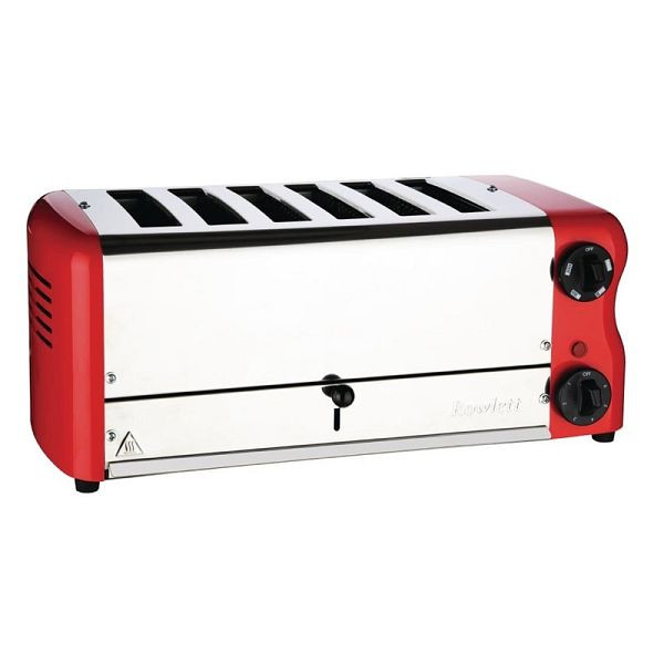 Grille-pain Rowlett Esprit 6 fentes rouge avec 2 éléments supplémentaires et cage sandwich, CH188