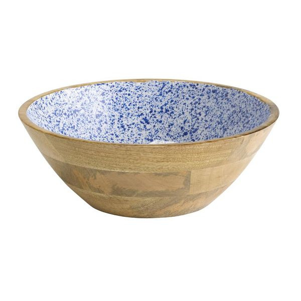 Bol APS "MANGO", bois de manguier, revêtement intérieur en résine époxy, Ø 30 cm, 3 litres, blanc-bleu, 01054