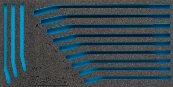 Insert en mousse souple à 2 composants Hazet, pour 163-385/12, 606 N/12, dimensions/longueur : 342 mm x 172 mm Taille du système d'organisation : 1/3 (342 x 172 mm), 163-385L