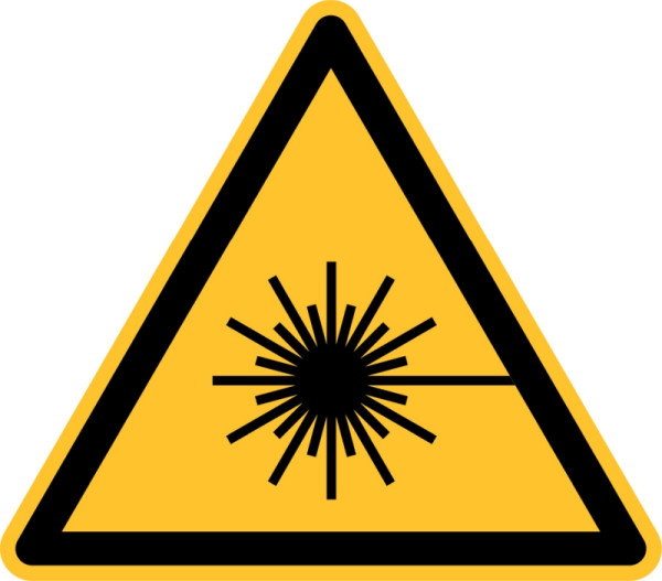 Panneau d'avertissement Eichner "Attention au faisceau laser", longueur de côté 10 cm, aluminium gaufré, épaisseur 0,4 mm, 9225-12104-010