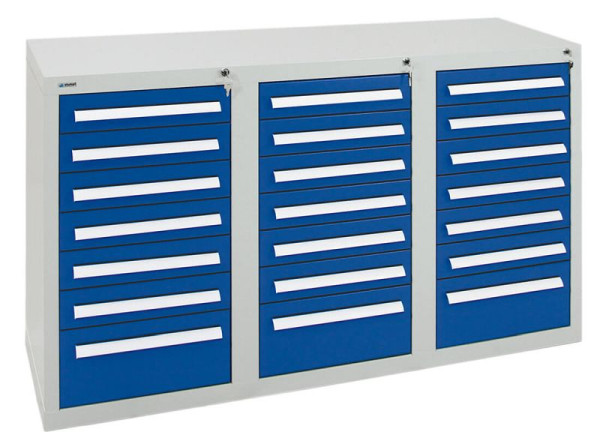 armoire à tiroirs émoussés série T-100/35-3, RAL 7035/5010, 21 tiroirs (18x100, 3x200mm), 8153274