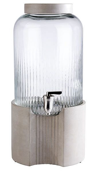 Distributeur de boissons APS -ELEMENT-, Ø 22 cm, hauteur : 45 cm, 7 litres, récipient en verre, robinet en acier inoxydable, socle et couvercle en béton, 10400