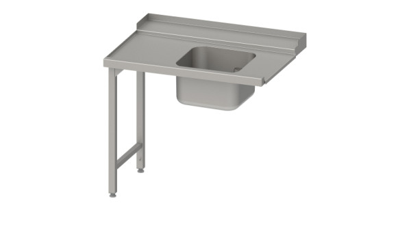 Table d'alimentation Stalgast "Pro", guide panier avec pente, 2 pieds, 1 bac 1400x750x880mm, montage côté gauche, relevé, soudé, VZL14712LA
