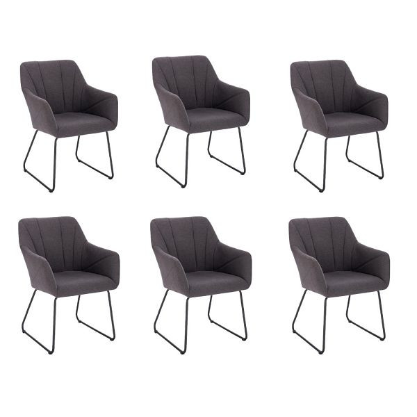 HOME DELUXE lot de 6 chaises avec accoudoirs PAKU – tissu anthracite, 50882