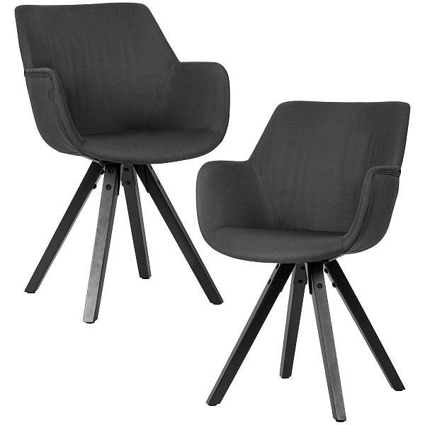 Chaise de salle à manger Wohnling, lot de 2, noir avec accoudoirs et pieds noirs, WL6.115