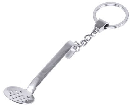 Porte-clés Contacto cuillère à fentes avec chaîne et anneau, 7654/002