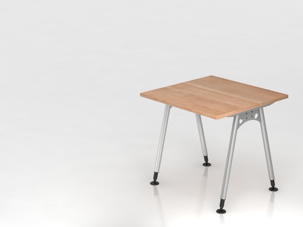 Bureau Hammerbacher pied A 80x80 noyer, forme rectangulaire, VAS08/N/S