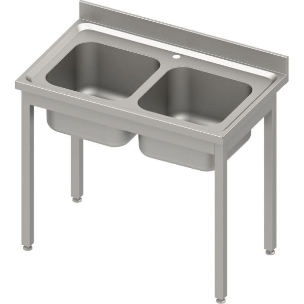 Évier en acier inoxydable Stalgast ECO sans fond 1000x600x850mm, avec deux bacs et dosseret, à monter soi-même (AISI201), DST10662A