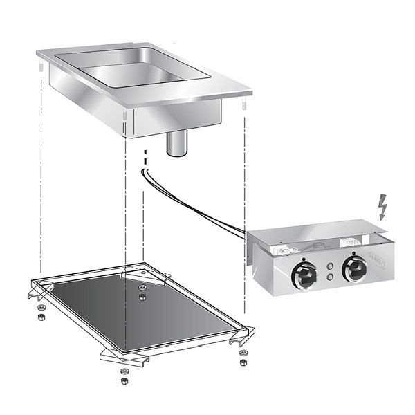 Cocotte multifonctionnelle encastrable Gastro-Inox, 40cm avec boîte de connexion, 160.550