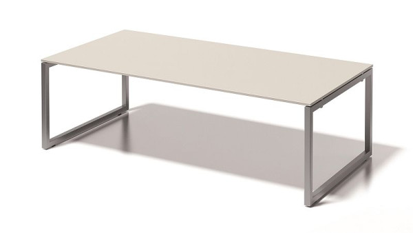 Poste de travail de direction/table de conférence Bisley Cito, cadre en O à hauteur fixe de 730 mm, H 19 x L 2400 x P 1200 mm, gris blanc/argent, DOF2412GW355