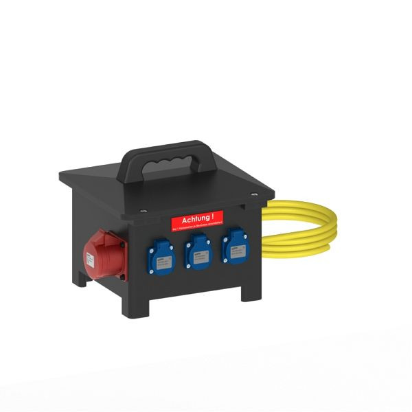 ELSPRO mobiler Sicherheitsverteiler FREIBURG, Ausgang: 1 CEE 400 V, 3 Schuko, Zuleitung: 3 m CEE 400 V, 1411154