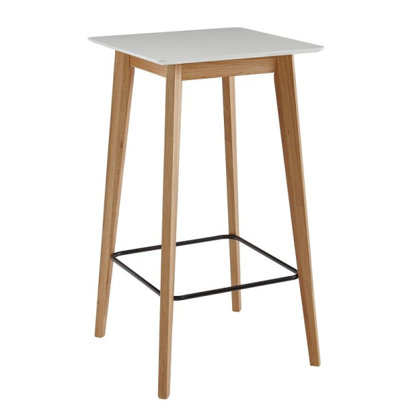 Table de bar Wohnling 60x110x60 cm carrée blanche pour 4 personnes, WL6.084