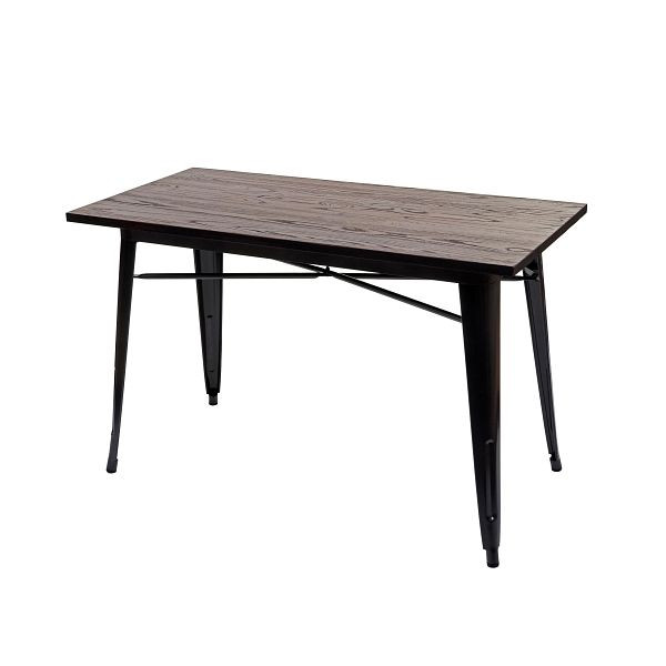 Table de salle à manger Mendler HWC-H10a, table bistro table, métal orme industriel gastronomie FSC brun-noir 120x60cm, 72484
