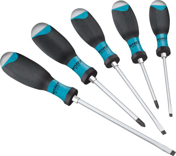Jeu de tournevis Hazet, avec capuchon à chocs, profil Phillips PH, profil fendu, 0,8 x 4,5 - 1,2 x 7, PH1 - PH2, 810U-1/5