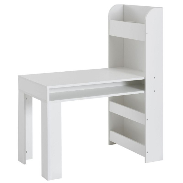 Wohnling bureau pour enfants blanc 90x50x110 cm table à peindre chambre d'enfant avec étagère, table pour enfants moderne, bureau d'étudiant avec espace de rangement, WL6.388