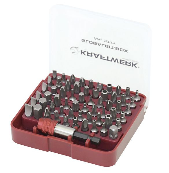 Boîte d'embouts universelle Kraftwerk 1/4" 25 mm, 61 pièces, avec support magnétique à changement rapide, 3777