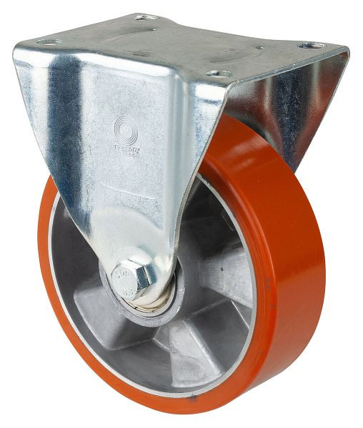 Rouleau de transport BS rollers, rouleau fixe, largeur de roue 50 mm, roue Ø 160 mm, capacité de charge 400 kg, polyuréthane coulé, corps de roue en aluminium, roulement à billes, L410.B90.162