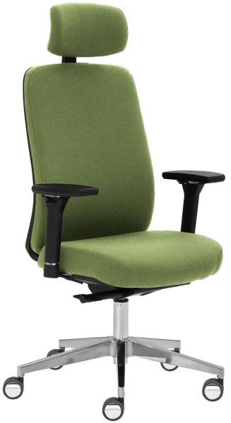 Chaise pivotante Mayer Sitzmöbel , accoudoirs 4D, piètement en aluminium, grandes roulettes pour sols durs, avec revêtement chromé, vert fougère, 2229_AV4D_KS_SYM++_POL_ROB_30613