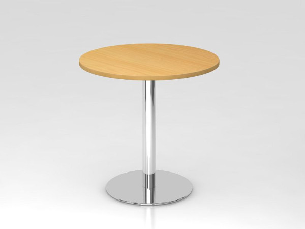 Table de réunion Hammerbacher 80 cm ronde hêtre/chrome, structure chromée, VSTF08/6/C