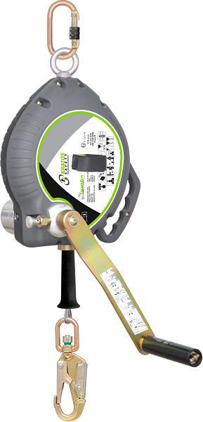 Dispositif de sécurité rétractable Funcke avec manivelle de sauvetage HSG type FA204-R, boîtier en plastique / câble en acier 20 m, avec manivelle de sauvetage, 60020141