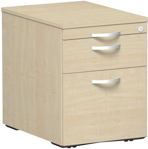 geramöbel conteneur mobile classeur suspendu et 1 tiroir en métal, guide de tiroir à roulettes en métal, verrouillage centralisé, 438x600x565, érable/érable, N-0206HR-AA