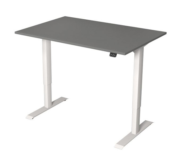 Table assis/debout Kerkmann L 1200 x P 800 mm, réglable en hauteur électriquement de 720 à 1200 mm, graphite, 10359812
