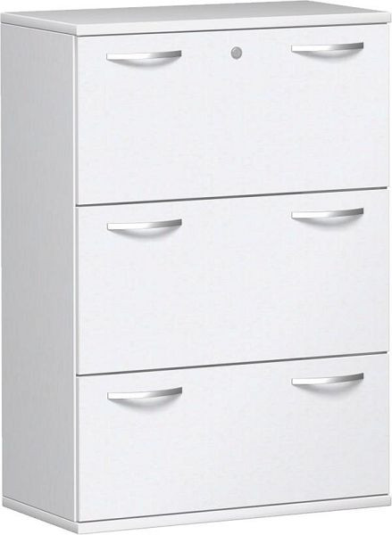 geramöbel classeur 3 dossiers suspendus avec verrouillage centralisé et serrure de tiroir, verrouillable, 800x425x1152, blanc/blanc, N-10HR308-WW
