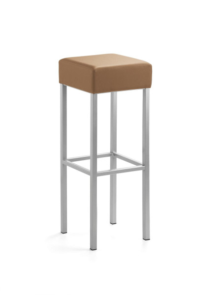 Tabouret Mayer Sitzmöbel , structure argent nacré, assise rembourrée, hauteur d'assise 91 cm - extra haut, marron clair, 1136_08_30485