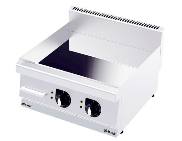 plaque de grill électrique gel-o-mat CO Cook 600, modèle GF6060EC, plaque lisse, chromée dur, avec bac récupérateur de graisse, 600 mm, GF6060EC