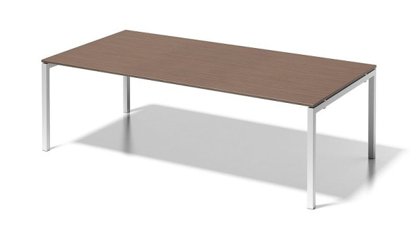 Poste de travail de direction/table de conférence Bisley Cito, cadre en U fixe en hauteur 730 mm, H 19 x L 2400 x P 1200 mm, noyer/blanc signalisation, DUF2412WN396