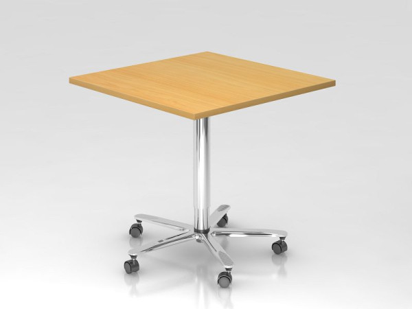 Table élévatrice colonne Hammerbacher 80x80cm hêtre/chrome, cadre chromé, VST88/6/C