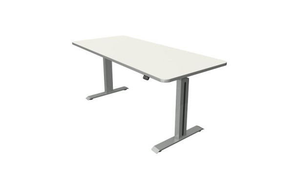 Kerkmann table debout/assise L 1800 x P 800 mm, argent, réglable en hauteur électriquement de 740 à 1230 mm, blanc/argent, 10176110