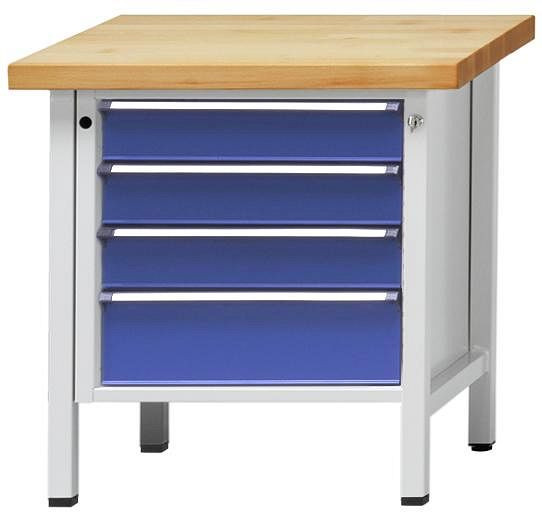 Établi d'armoire ANKE; 800 x 700 mm; RAL 7035/5010; 4 tiroirs 120, 120, 120, 180 mm