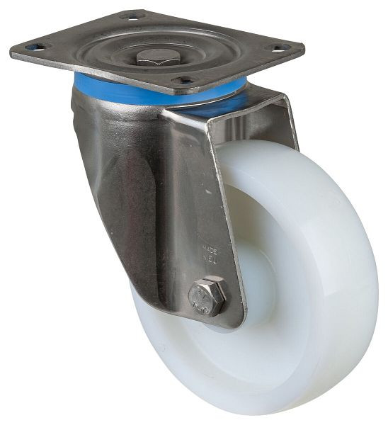 Rouleaux BS rouleau robuste en acier inoxydable, largeur 45 mm, Ø150 mm, jusqu'à 700 kg, bande de roulement/corps de roue en plastique, roulement à rouleaux en acier inoxydable, HS100.B14.150