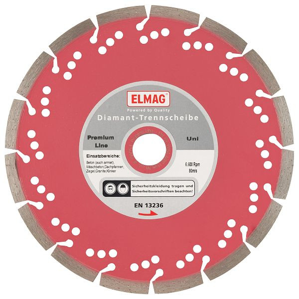 Disque diamant ELMAG 180 mm, PREMIUM LINE - UNI (alésage : 25,4 mm), 61573
