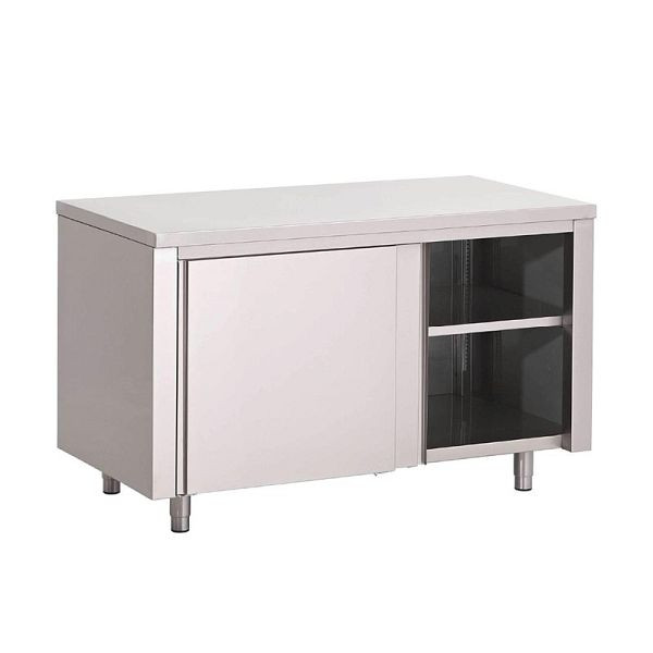 Table de travail Gastro M avec étagère et portes coulissantes 100cm de long, GN149