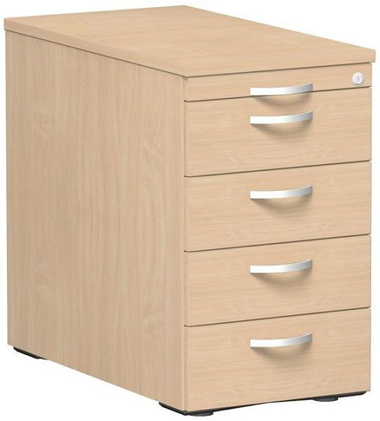 conteneur debout geramöbel avec 4 tiroirs en métal, guide de tiroir en métal, verrouillage centralisé, 438x800x720, hêtre/hêtre/hêtre, N-0308SF4-BBB