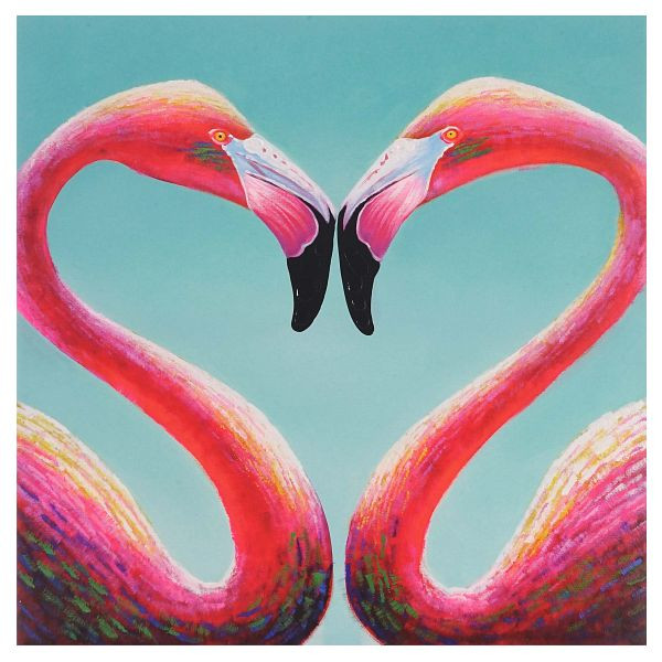 Mendler peinture à l'huile flamant rose, peinture murale 100% peinte à la main XL, 90x90cm, 44726