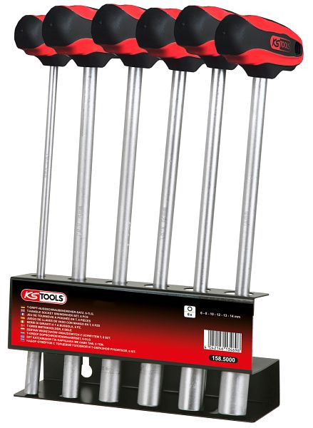 KS Tools jeu de tournevis à douille à poignée en T, 6 pièces, 6-14 mm, 158.5000