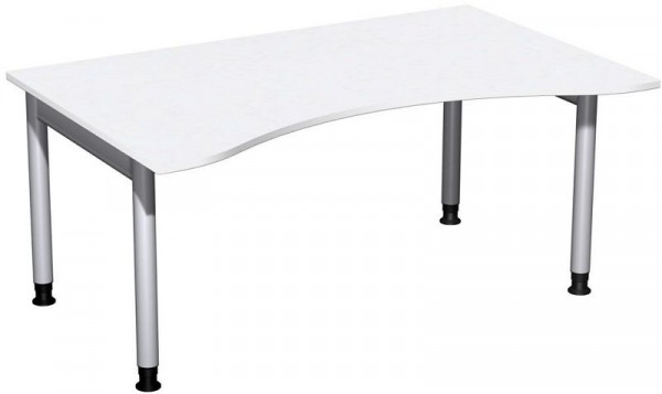 geramöbel Bureau ergonomique, réglable en hauteur, 1600x1000x680-820, blanc/argent, N-657336-WS