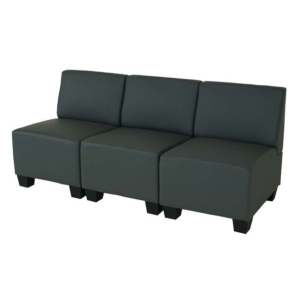 Mendler Canapé modulaire 2 places Couch Lyon, simili cuir, gris foncé, sans accoudoirs, 2x75183